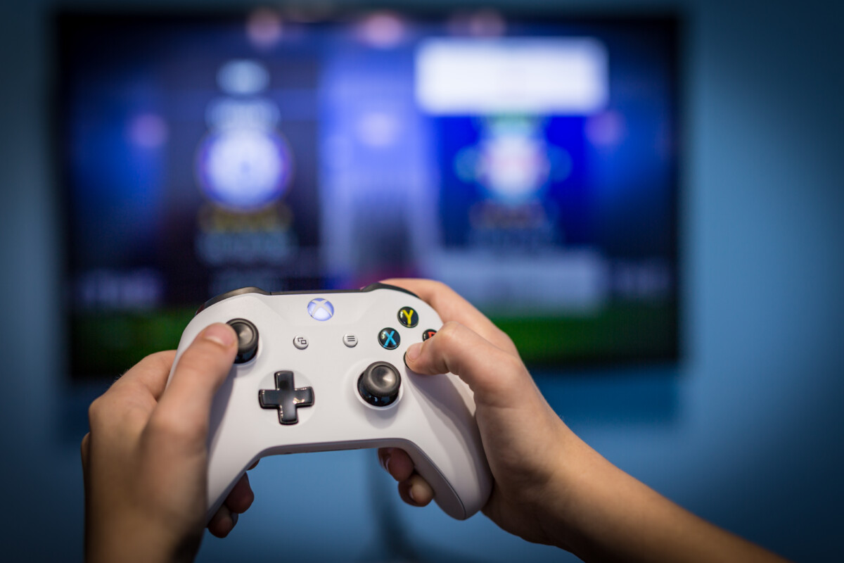 controller on blue background