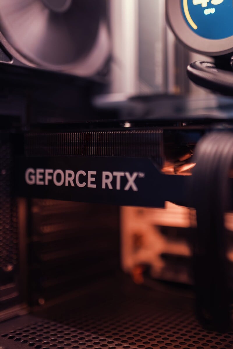 A GeForce RTX graphics card installed in a desktop PC, the class of card Phantom Blade Zero lists for ray tracing